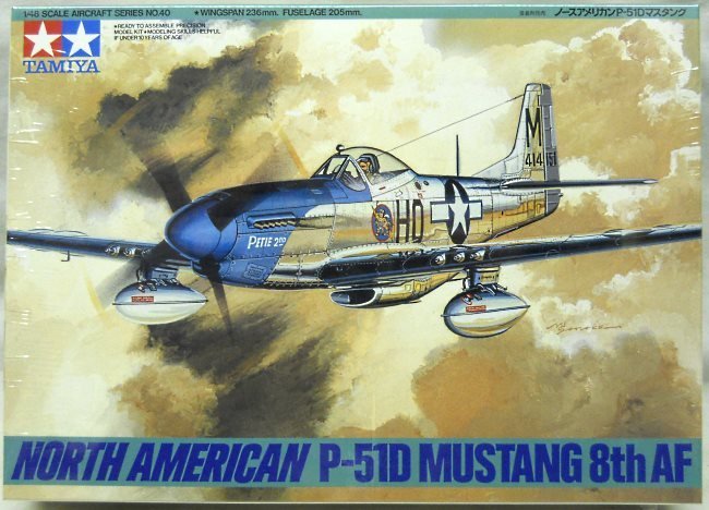 Tamiya 1/48 P-51D Mustang - USAAF 336 FS 4th FG Capt. D. Gentile / 358 FS 355 FG Lt. William Hovde / 339 FS 504 FG, 61040-1800 plastic model kit